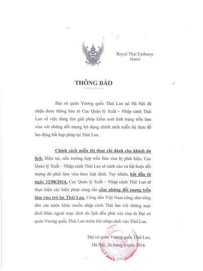 thông tin visa thái lan